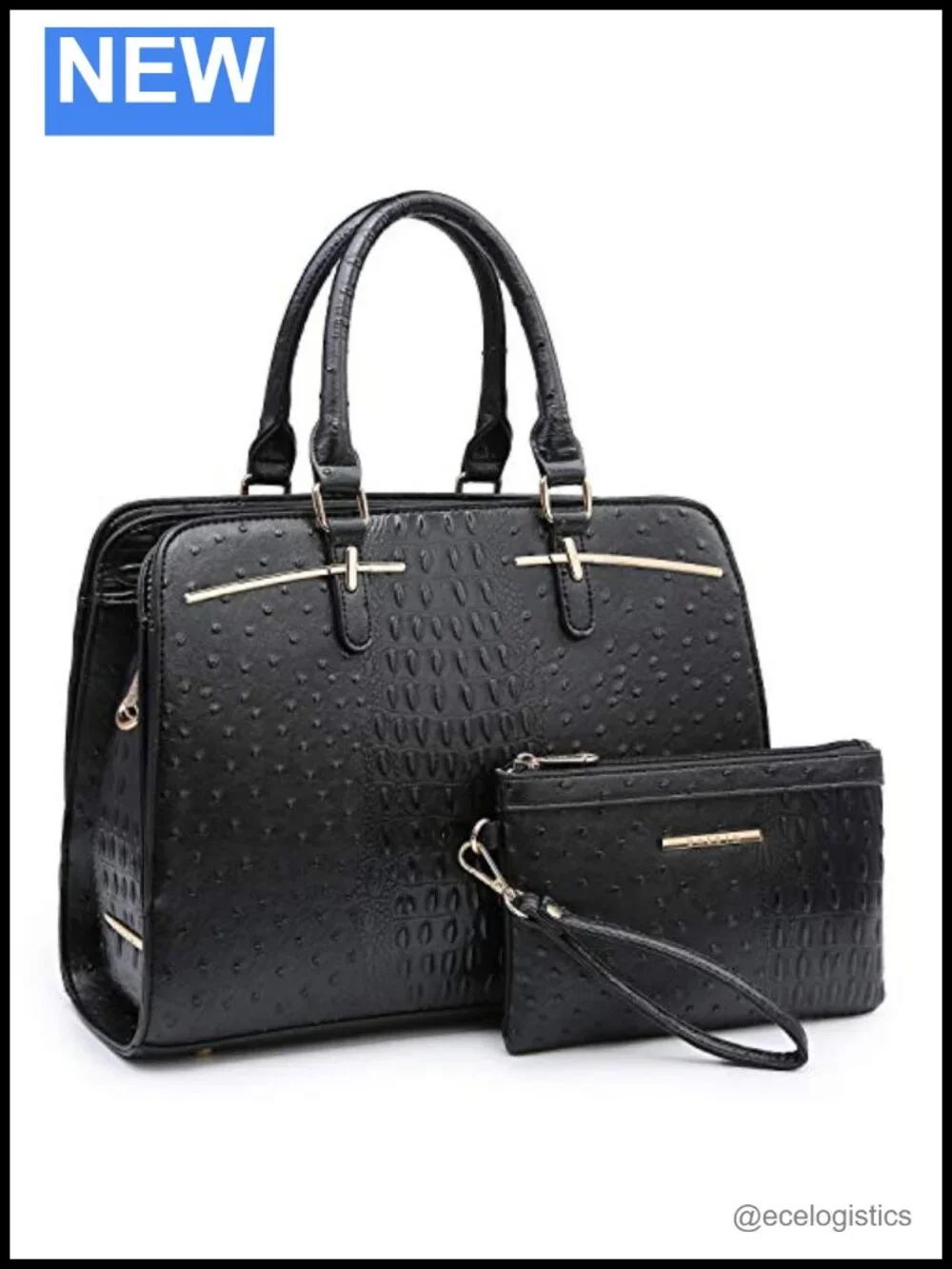 Faux Leather Woman Satchel Hobo Tote Set with 3 Compartments Shoulder Handbag